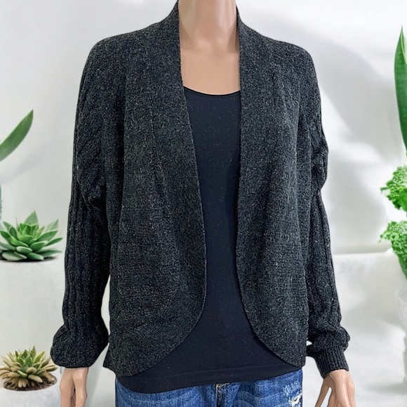 H&M Basic Charcoal Gray Mohair Ribbed Shrug Cardigan - Picture 4 of 15